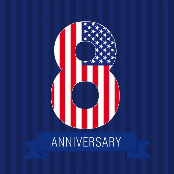 Aniversario 8 US flag logo . — Archivo Imágenes Vectoriales