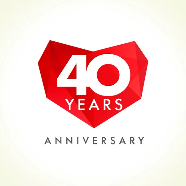 40 aniversario corazón logo . — Archivo Imágenes Vectoriales