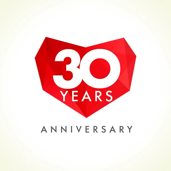 Logo corazón 30 aniversario . — Vector de stock