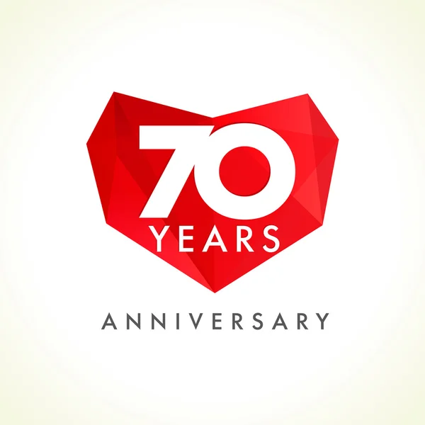 70 aniversario corazón logo . — Vector de stock