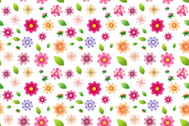 3 boyutlu çiçekleri ve yaprakları olan hoş, pürüzsüz bir desen. Hediye kutusu kapağı, kağıt ya da tekstil modeli.