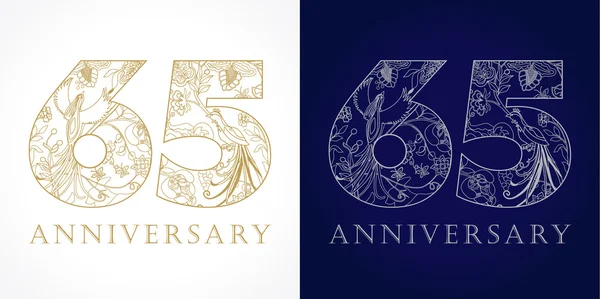 65-årsdagen vintage logo. — Stock vektor