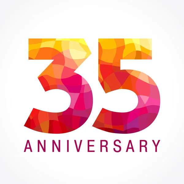 35 aniversario logotipo de color rojo . — Vector de stock