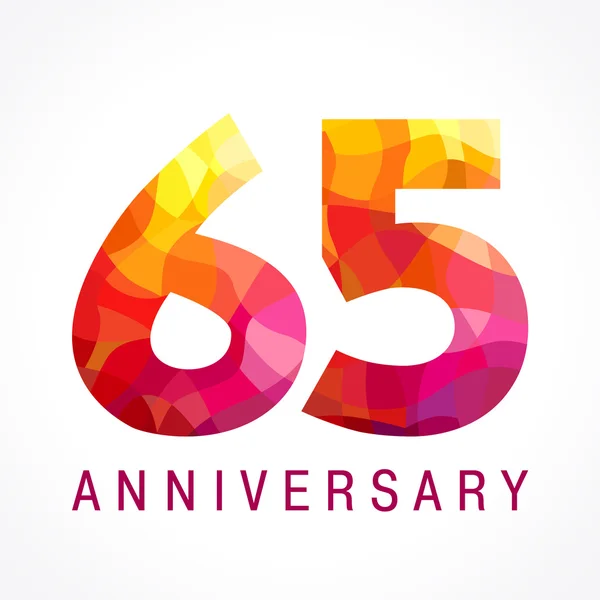65 verjaardag rood gekleurd logo. — Stockvector