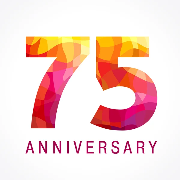 75 anniversario logo colorato rosso . — Vettoriale Stock