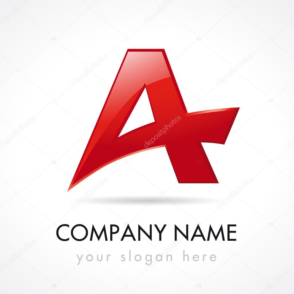 A letter logotype. A company. Traveling, logistics, typographic font, trucking. Editable stained glass branding red template elements. Smartphone app idea, isolated sign in a shape of A.