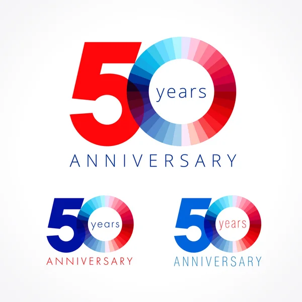 50 Jahre rotes und blaues Logo. — Stockvektor