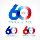 60 Jahre rotes und blaues Logo.