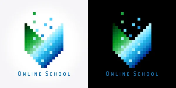 Logo warna sekolah daring digital . - Stok Vektor