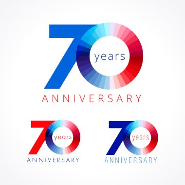 70 anniversary red and blue logo. clipart