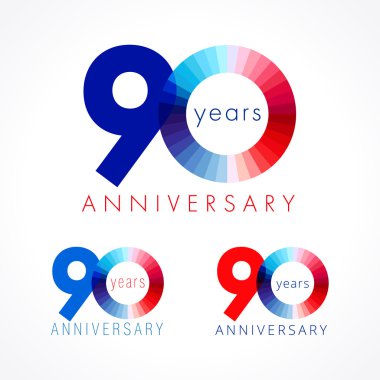 90 yıldönümü kırmızı ve mavi logo.
