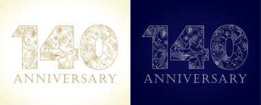140 yıldönümü vintage logo.