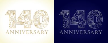 140 anniversary vintage logo. clipart