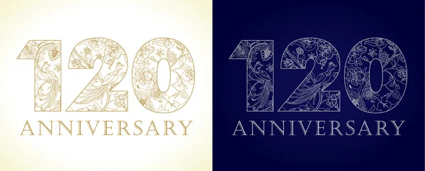 120 logo vintage anniversaire . — Image vectorielle