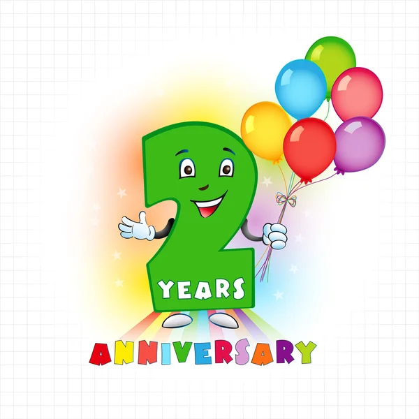 2 anniversary funny logo. — Stock Vector