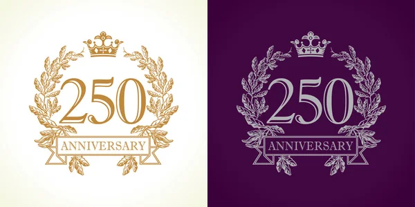 250 tahun logo mewah . - Stok Vektor