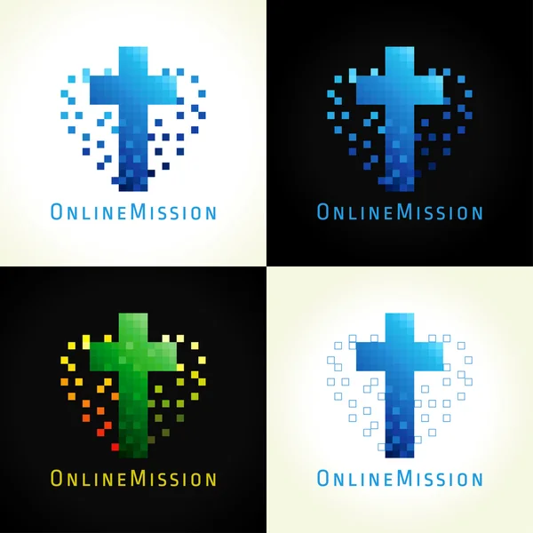 O logotipo digital pixel cristão . —  Vetores de Stock