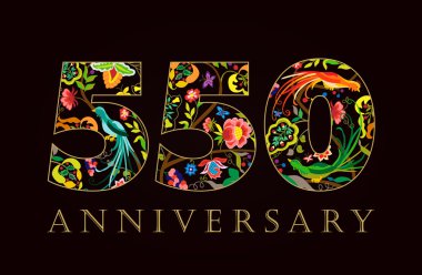 550 anniversary vintage colorful ethnic numbers. clipart