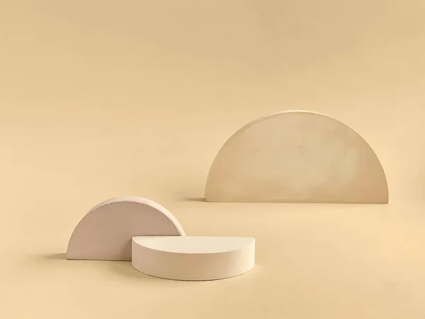 Concrete props for product photography, geometric shape podium in beige