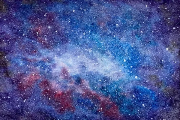 Abstract watercolor texture: open space with stars, cosmos nebula — Stock Photo, Image