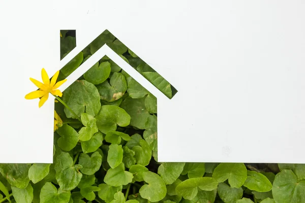 Paper house against green background. Real Estate Concept — Stock Photo, Image