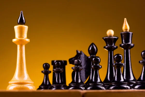 Chess face to face, first step. Copy space for text — Stock Photo, Image