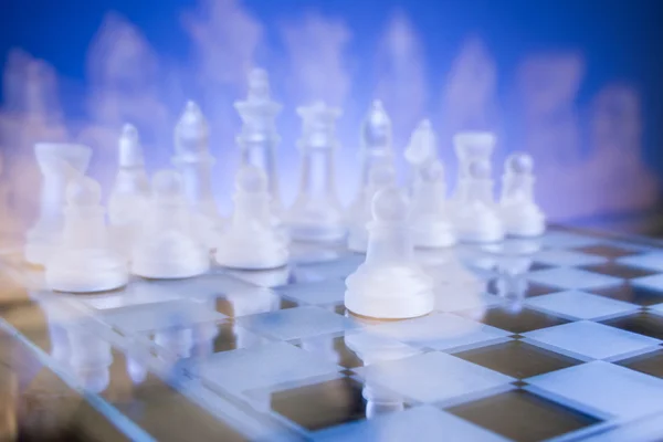 Chess face to face, first step. Copy space for text — Stock Photo, Image