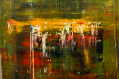 Acı dolu tuval soyut. Yağlı boya bir palet üzerinde. Renkli backgr