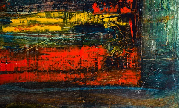 Lienzo dolorido abstracto. Pinceles y pinturas al óleo en una paleta . —  Fotos de Stock