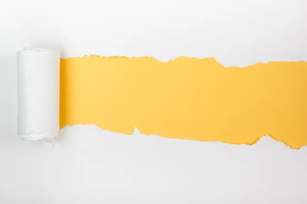 Ripped paper, ragged sheets of paper, Copy space Yellow background. — Stockfoto