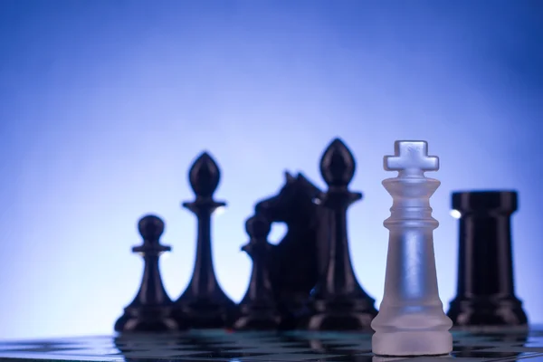 Chess face to face, first step. Copy space for text — Stock Photo, Image