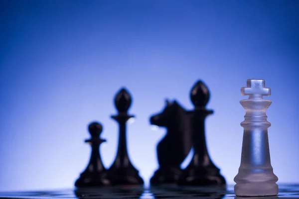 Chess face to face, first step. Copy space for text — Stock Photo, Image