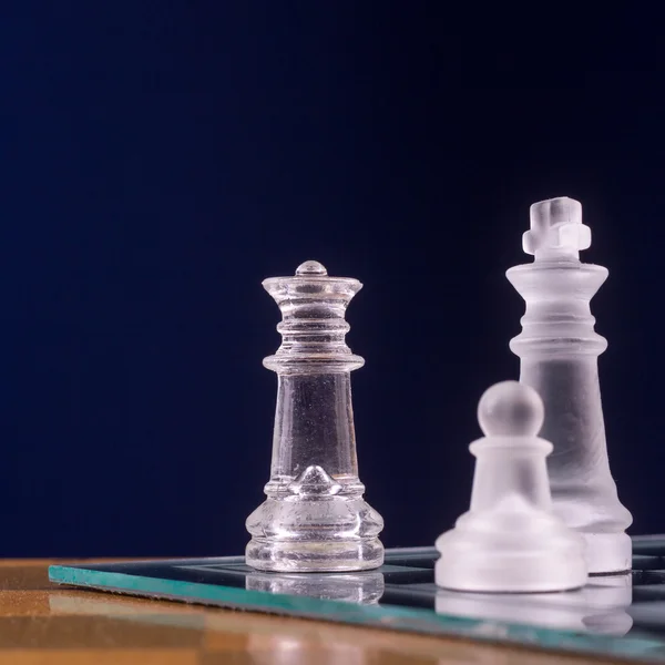 Chess face to face, first step. Copy space for text — Stock Photo, Image