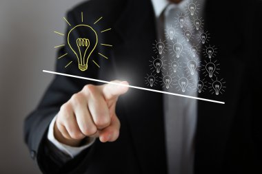 İşadamı el simgesini sanal basarak Çizim m ekran