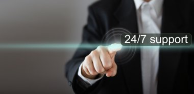 24 7 hizmet. İşadamı el metin 