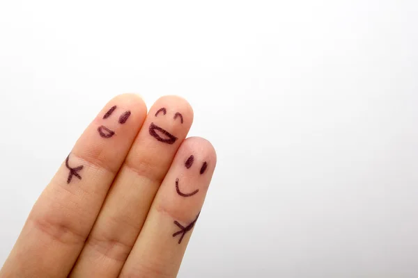 Три улыбающихся пальца, которые очень счастливы быть друзьями — стоковое фото