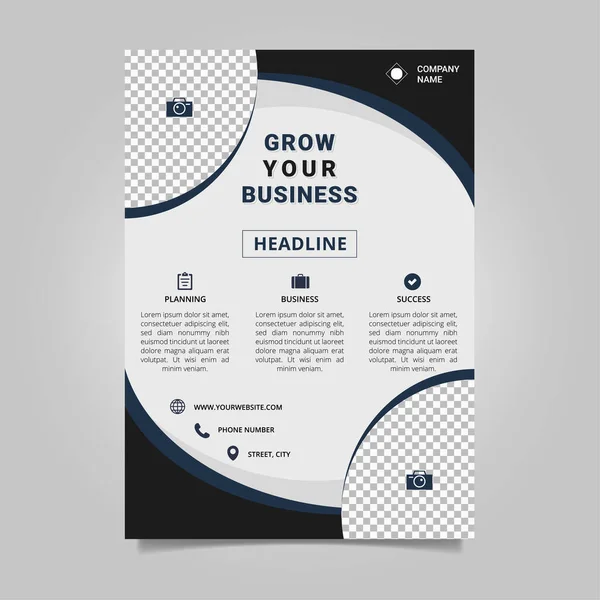 Blauw Zwart Corporate Flyer Template — Stockfoto