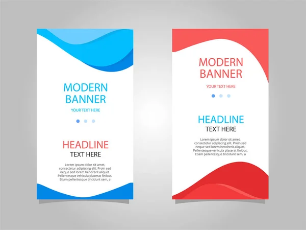 Abstract Blauw Rood Verticaal Banner Set — Stockvector