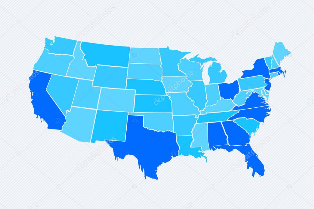 Blue USA divided map