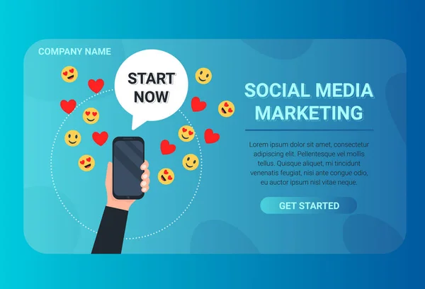 Banner Marketing Sui Social Media — Vettoriale Stock