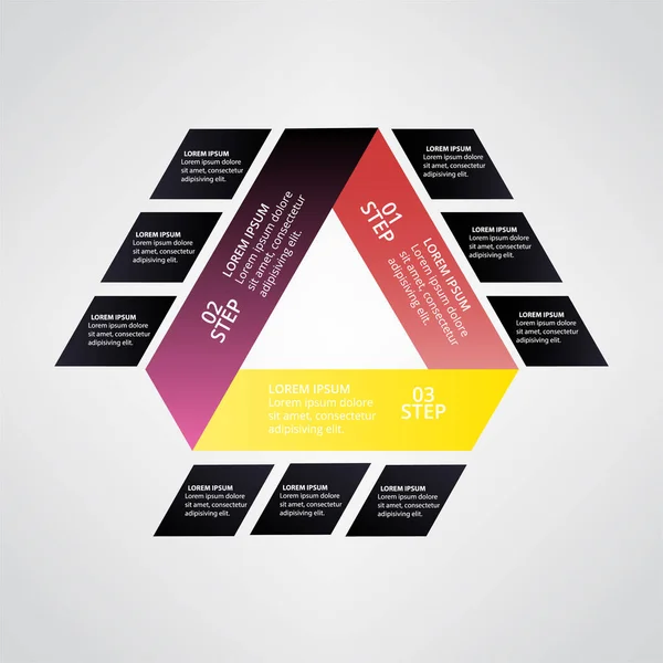 Projeto Etapas Infográficas Triângulo —  Vetores de Stock