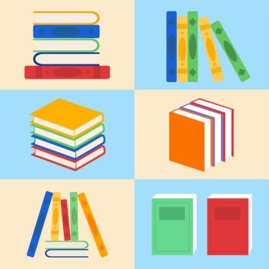 Renkli kütüphane kitapları koleksiyonu