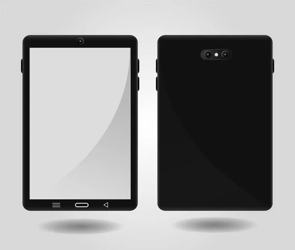 Μαύρα Πρότυπα Tablet Εμπρός Και Πίσω — Διανυσματικό Αρχείο