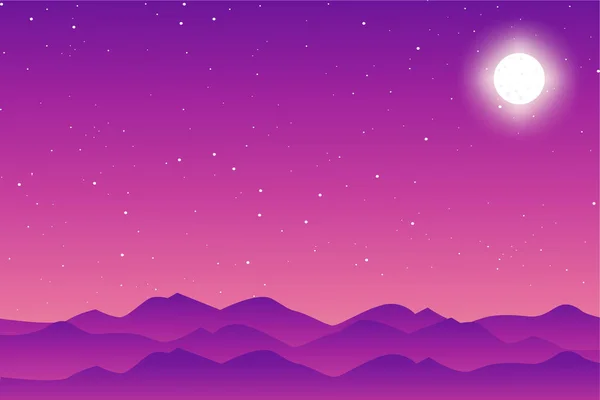 Luna Plana Estrellas Vector Fondo — Vector de stock