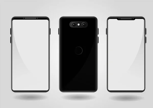 Modèle Réaliste Smartphone Avec Design Avant Arrière — Image vectorielle