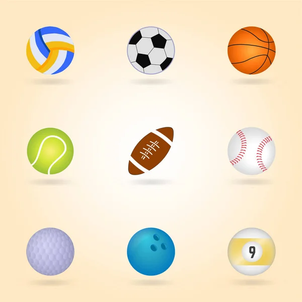 Sport Balls Collection Flat Design — Stock Vector