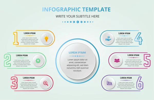 Modèle Infographie Commerciale Créative Colorée Étapes — Image vectorielle