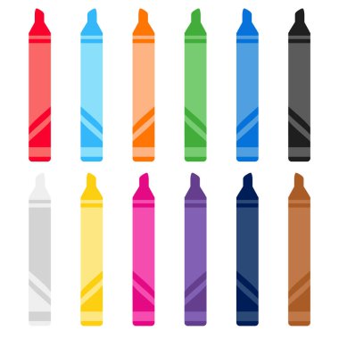 Renkli boya kalemleri clipart paketi