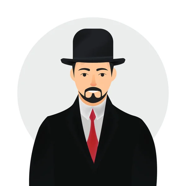 Man Bowler Hat Suit — Stock Vector