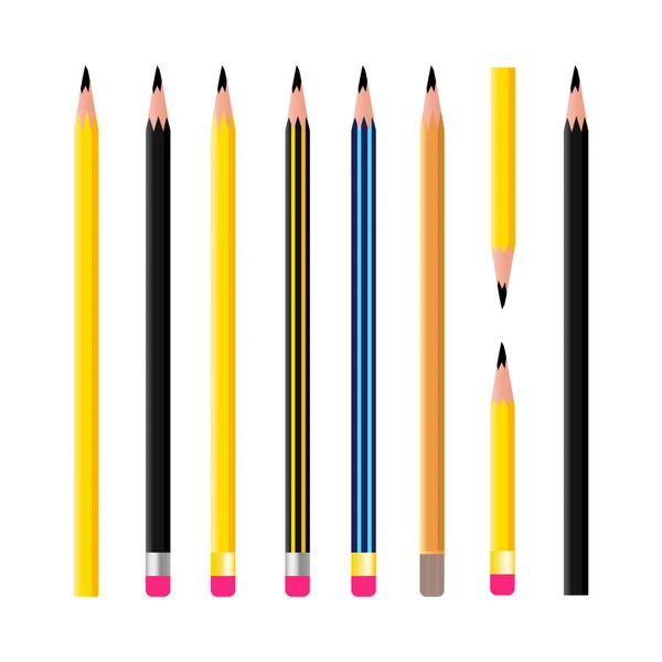 Ensemble Crayons Avec Neuf Styles Différents — Image vectorielle